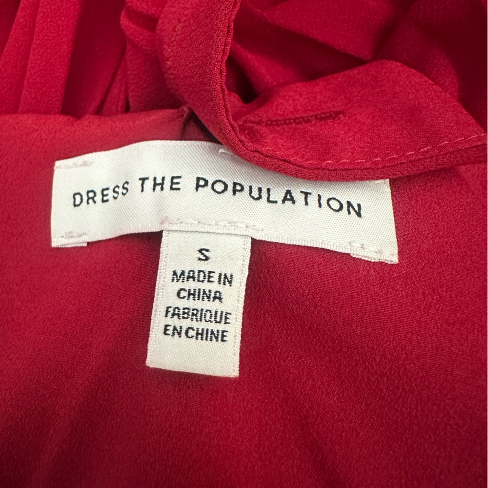 Dress The Population Vida One-Shoulder PleatedChiffon Gown,garnet,szS(4),new$349 - Picture 9 of 11